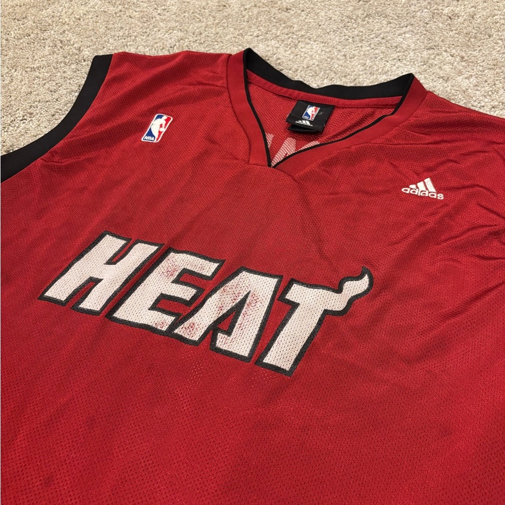 Adidas Miami Heat NBA Authentics LeBron James #6 Jersey Mens XL Mesh Red Black